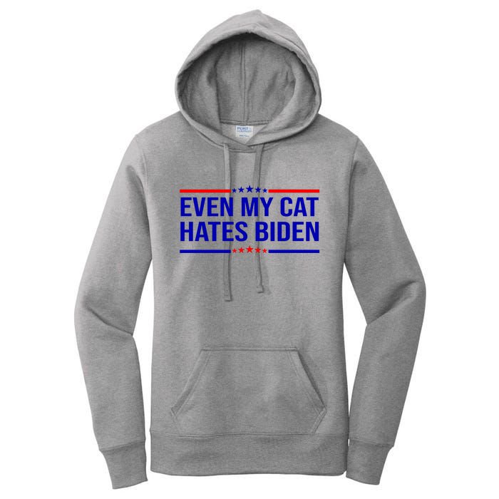 Even My Cat Hates Biden Funny Anti Biden FJB Women's Pullover Hoodie