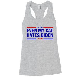 Even My Cat Hates Biden Funny Anti Biden FJB Women's Racerback Tank