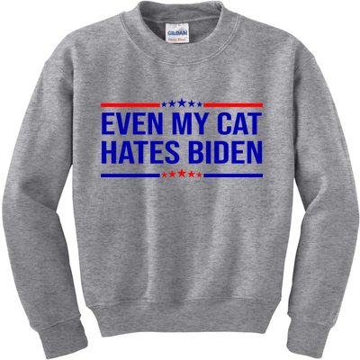 Even My Cat Hates Biden Funny Anti Biden FJB Kids Sweatshirt