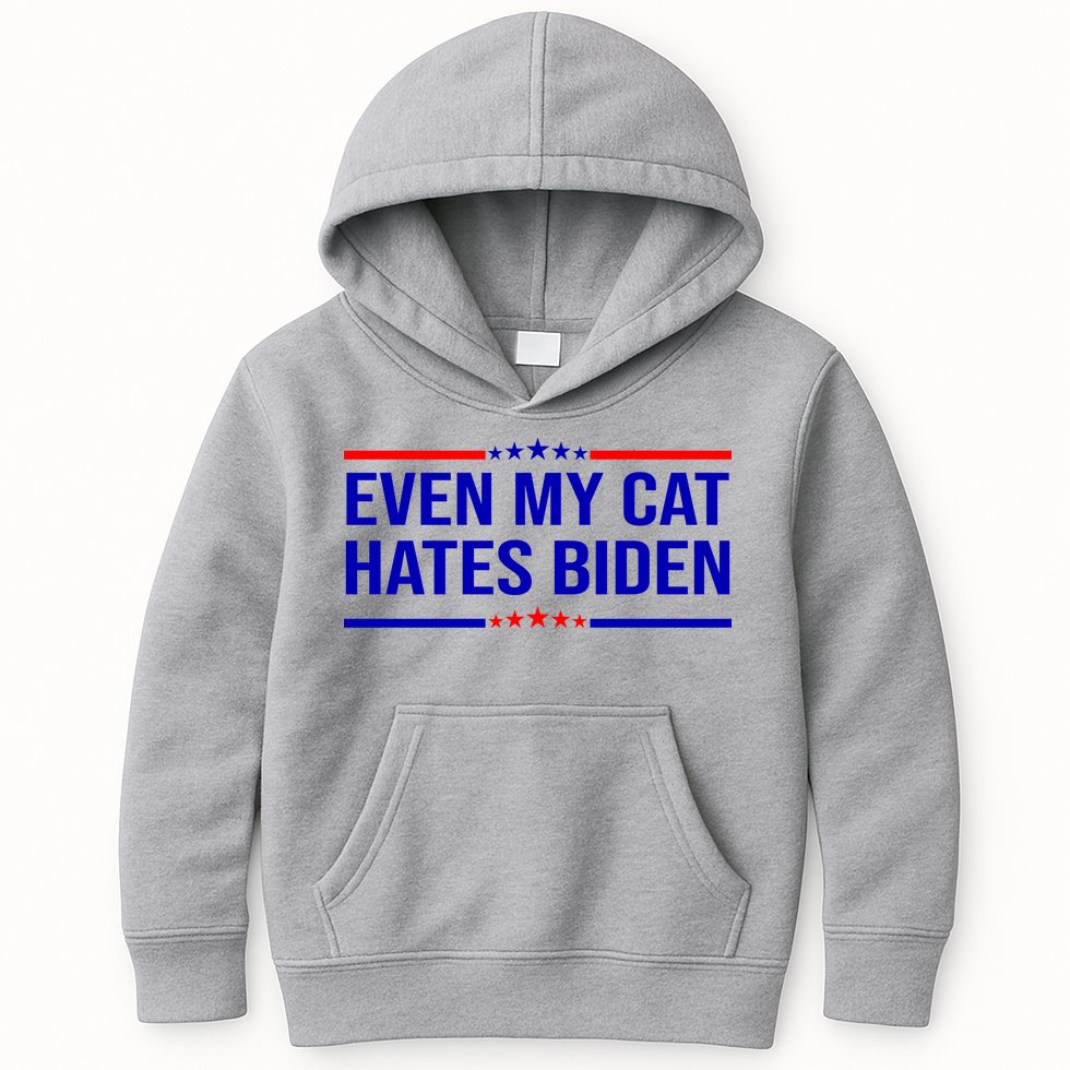 Even My Cat Hates Biden Funny Anti Biden FJB Kids Hoodie