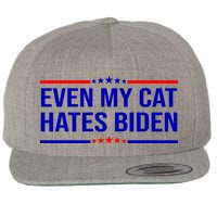 Even My Cat Hates Biden Funny Anti Biden FJB Wool Snapback Cap