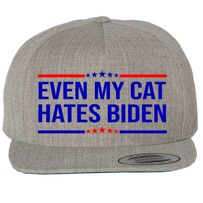 Even My Cat Hates Biden Funny Anti Biden FJB Wool Snapback Cap