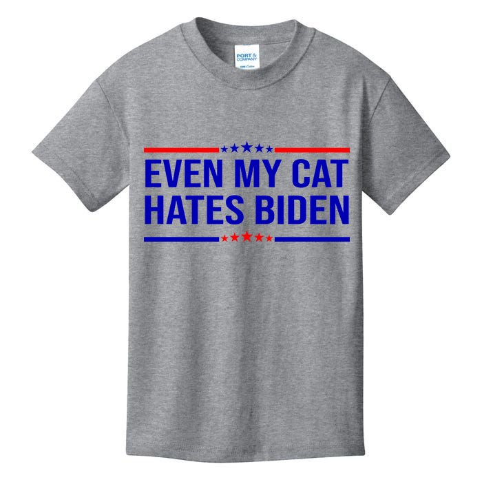 Even My Cat Hates Biden Funny Anti Biden FJB Kids T-Shirt
