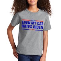 Even My Cat Hates Biden Funny Anti Biden FJB Kids T-Shirt