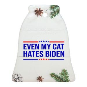 Even My Cat Hates Biden Funny Anti Biden FJB Ceramic Bell Ornament