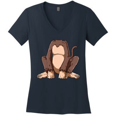 Easy Monkey Costume Monkey Body Headless Monkey Costume Women's V-Neck T-Shirt