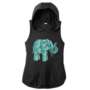 Elephant Mandala Cute Gift Ladies PosiCharge Tri-Blend Wicking Draft Hoodie Tank