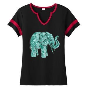 Elephant Mandala Cute Gift Ladies Halftime Notch Neck Tee