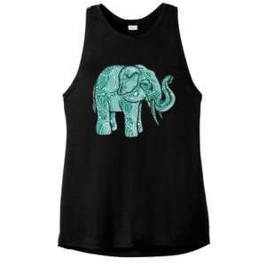 Elephant Mandala Cute Gift Ladies PosiCharge Tri-Blend Wicking Tank