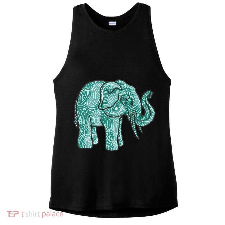 Elephant Mandala Cute Gift Ladies PosiCharge Tri-Blend Wicking Tank