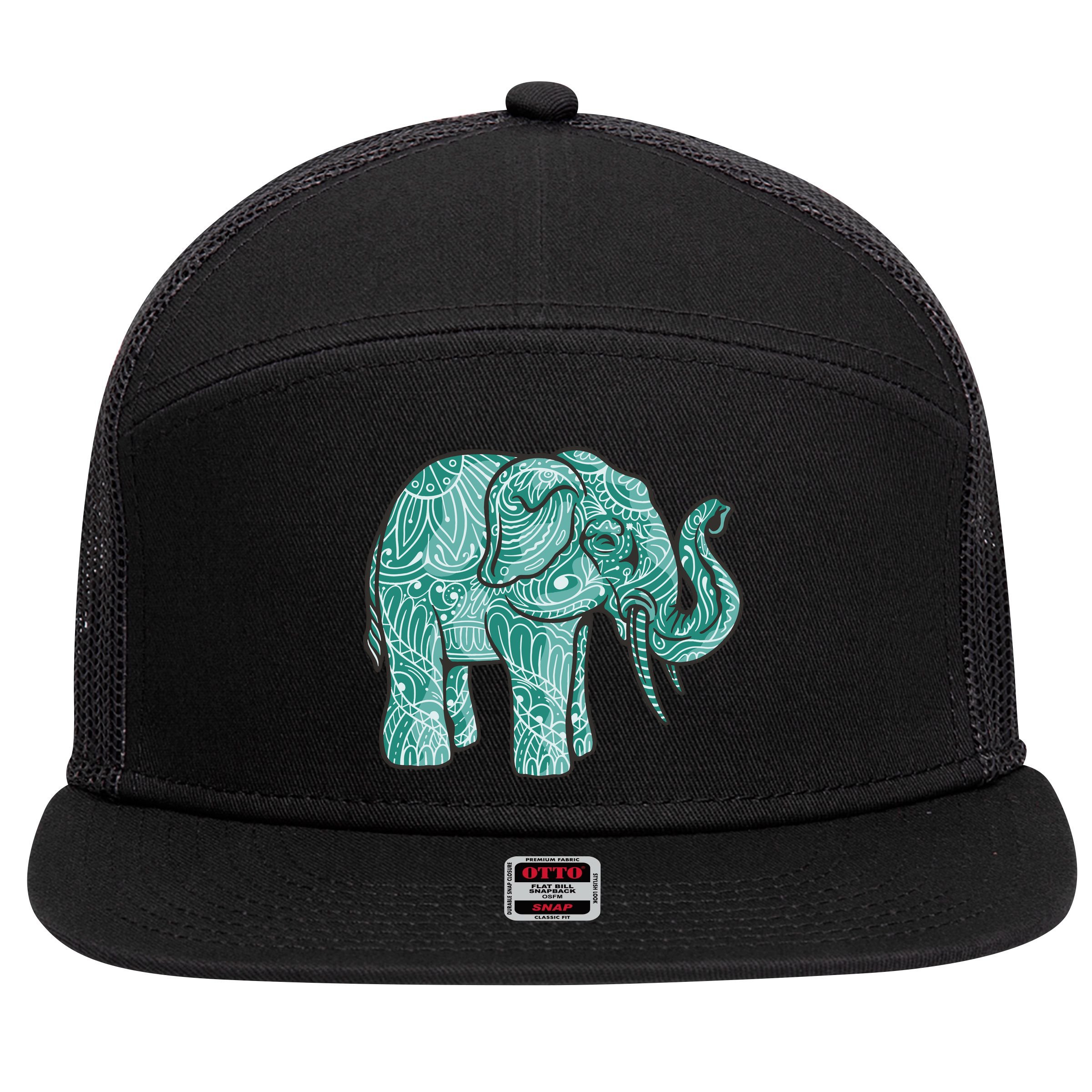 Elephant Mandala Cute Gift 7 Panel Mesh Trucker Snapback Hat