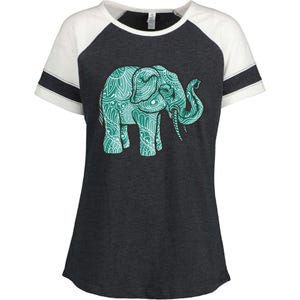 Elephant Mandala Cute Gift Enza Ladies Jersey Colorblock Tee