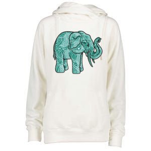 Elephant Mandala Cute Gift Womens Funnel Neck Pullover Hood