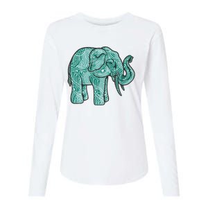 Elephant Mandala Cute Gift Womens Cotton Relaxed Long Sleeve T-Shirt