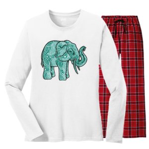 Elephant Mandala Cute Gift Women's Long Sleeve Flannel Pajama Set 