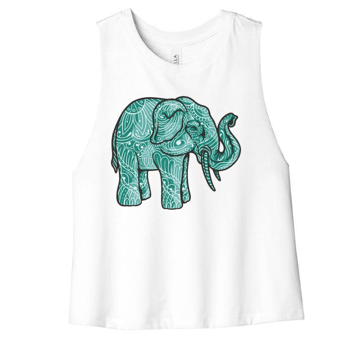 Elephant Mandala Cute Gift Women's Racerback Cropped Tank