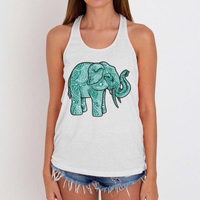 Elephant Mandala Cute Gift Women's Knotted Racerback Tank