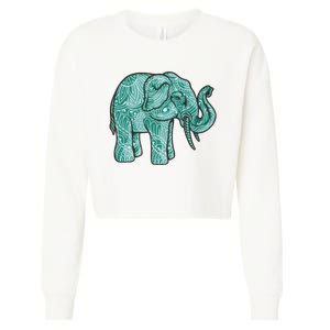 Elephant Mandala Cute Gift Cropped Pullover Crew