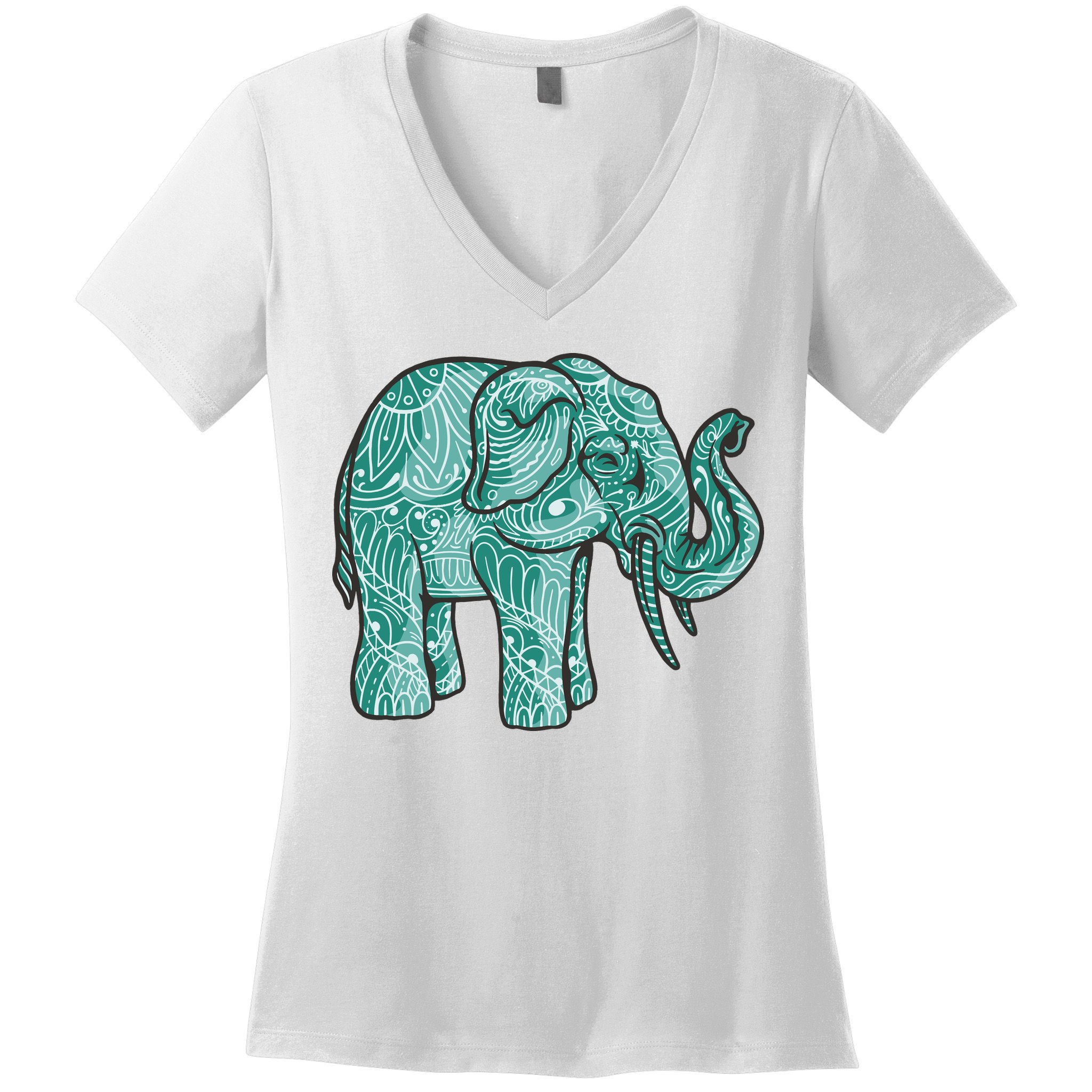 Elephant Mandala Cute Gift Women's V-Neck T-Shirt