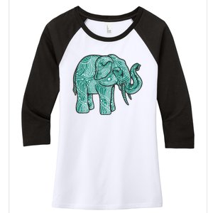 Elephant Mandala Cute Gift Women's Tri-Blend 3/4-Sleeve Raglan Shirt