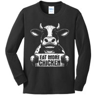 Eat More Chicken Funny Cow Beef Meat Bbq Lover Kids Long Sleeve Shirt