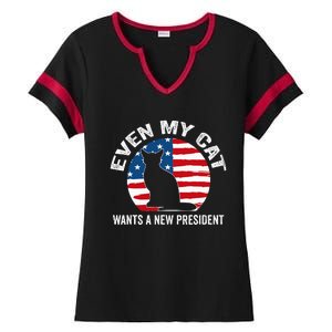 Even My Cat Wants A New President Ladies Halftime Notch Neck Tee