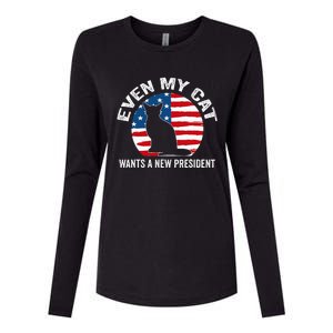 Even My Cat Wants A New President Womens Cotton Relaxed Long Sleeve T-Shirt