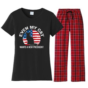 Even My Cat Wants A New President Women's Flannel Pajama Set