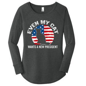 Even My Cat Wants A New President Women's Perfect Tri Tunic Long Sleeve Shirt