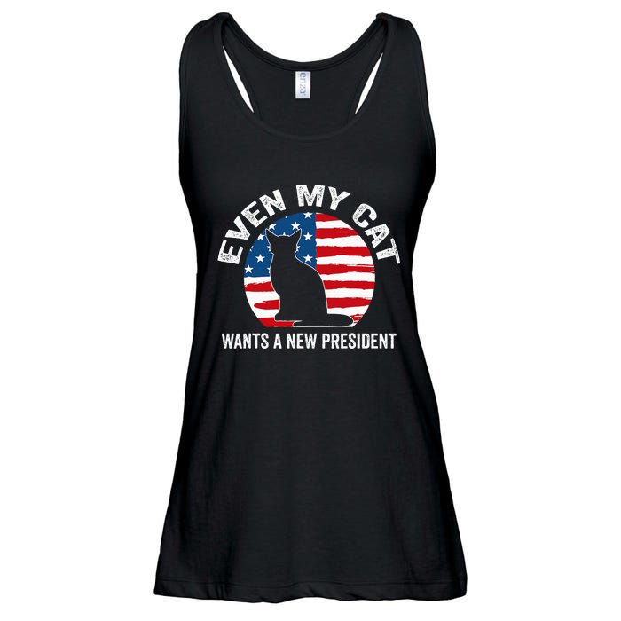 Even My Cat Wants A New President Ladies Essential Flowy Tank