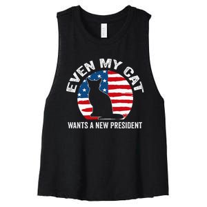 Even My Cat Wants A New President Women's Racerback Cropped Tank