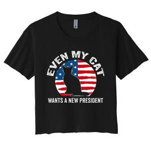 Even My Cat Wants A New President Women's Crop Top Tee