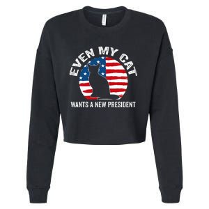 Even My Cat Wants A New President Cropped Pullover Crew