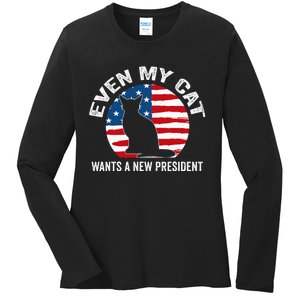 Even My Cat Wants A New President Ladies Long Sleeve Shirt