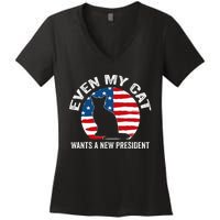 Even My Cat Wants A New President Women's V-Neck T-Shirt