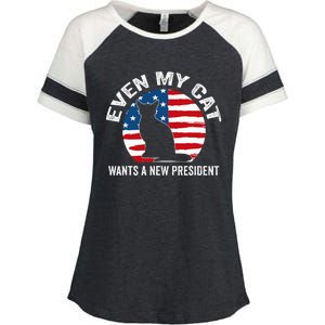 Even My Cat Wants A New President Enza Ladies Jersey Colorblock Tee