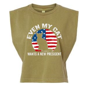 Even My Cat Wants A New President Garment-Dyed Women's Muscle Tee