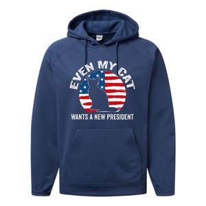 Even My Cat Wants A New President Performance Fleece Hoodie