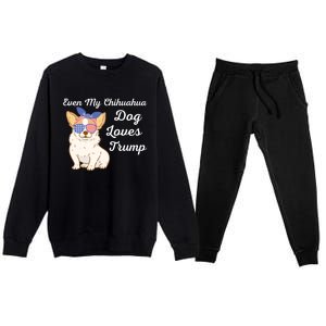 Even My Chihuahua Dog Loves Trump The Felon 2024 Us Election Gift Premium Crewneck Sweatsuit Set