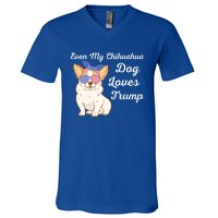 Even My Chihuahua Dog Loves Trump The Felon 2024 Us Election Gift V-Neck T-Shirt