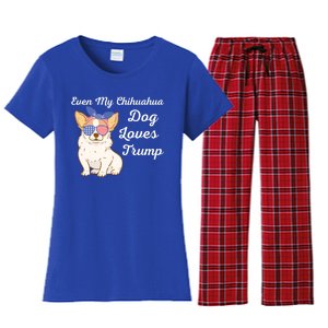 Even My Chihuahua Dog Loves Trump The Felon 2024 Us Election Gift Women's Flannel Pajama Set