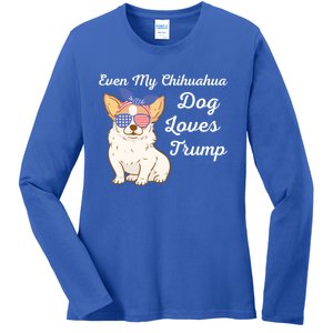 Even My Chihuahua Dog Loves Trump The Felon 2024 Us Election Gift Ladies Long Sleeve Shirt