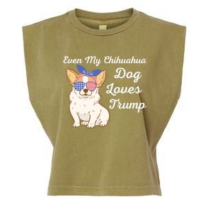 Even My Chihuahua Dog Loves Trump The Felon 2024 Us Election Gift Garment-Dyed Women's Muscle Tee