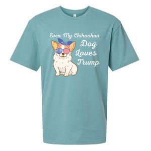 Even My Chihuahua Dog Loves Trump The Felon 2024 Us Election Gift Sueded Cloud Jersey T-Shirt