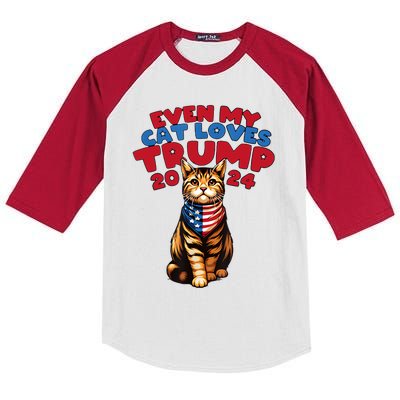 Even My Cat Loves Trump 2024 Kids Colorblock Raglan Jersey