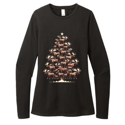 Elk Moose Christmas Tree Funny Elk Moose Xmas Gift Womens CVC Long Sleeve Shirt