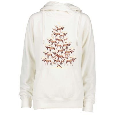 Elk Moose Christmas Tree Funny Elk Moose Xmas Gift Womens Funnel Neck Pullover Hood