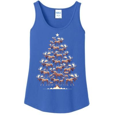 Elk Moose Christmas Tree Funny Elk Moose Xmas Gift Ladies Essential Tank