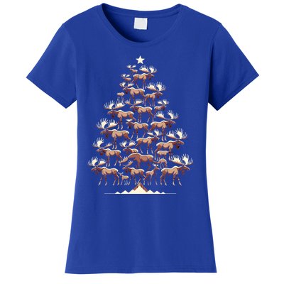 Elk Moose Christmas Tree Funny Elk Moose Xmas Gift Women's T-Shirt