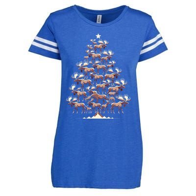 Elk Moose Christmas Tree Funny Elk Moose Xmas Gift Enza Ladies Jersey Football T-Shirt